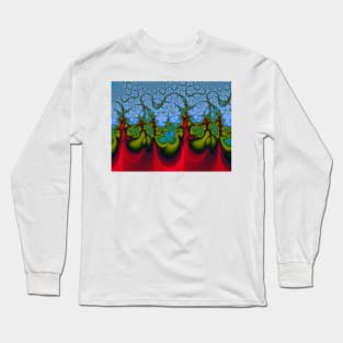 Red and Blue Fractal Patterns Long Sleeve T-Shirt